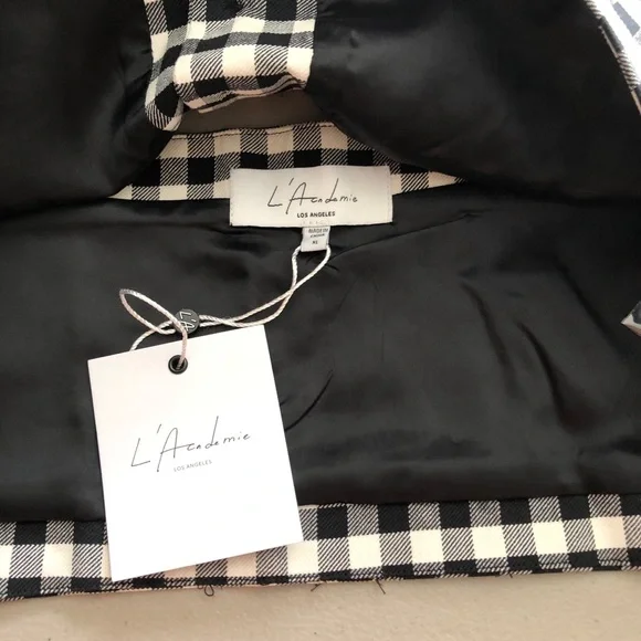 L’Academie Black White Checker Cropped Top XL NWT Coastal Cowgirl - Picture 9 of 11